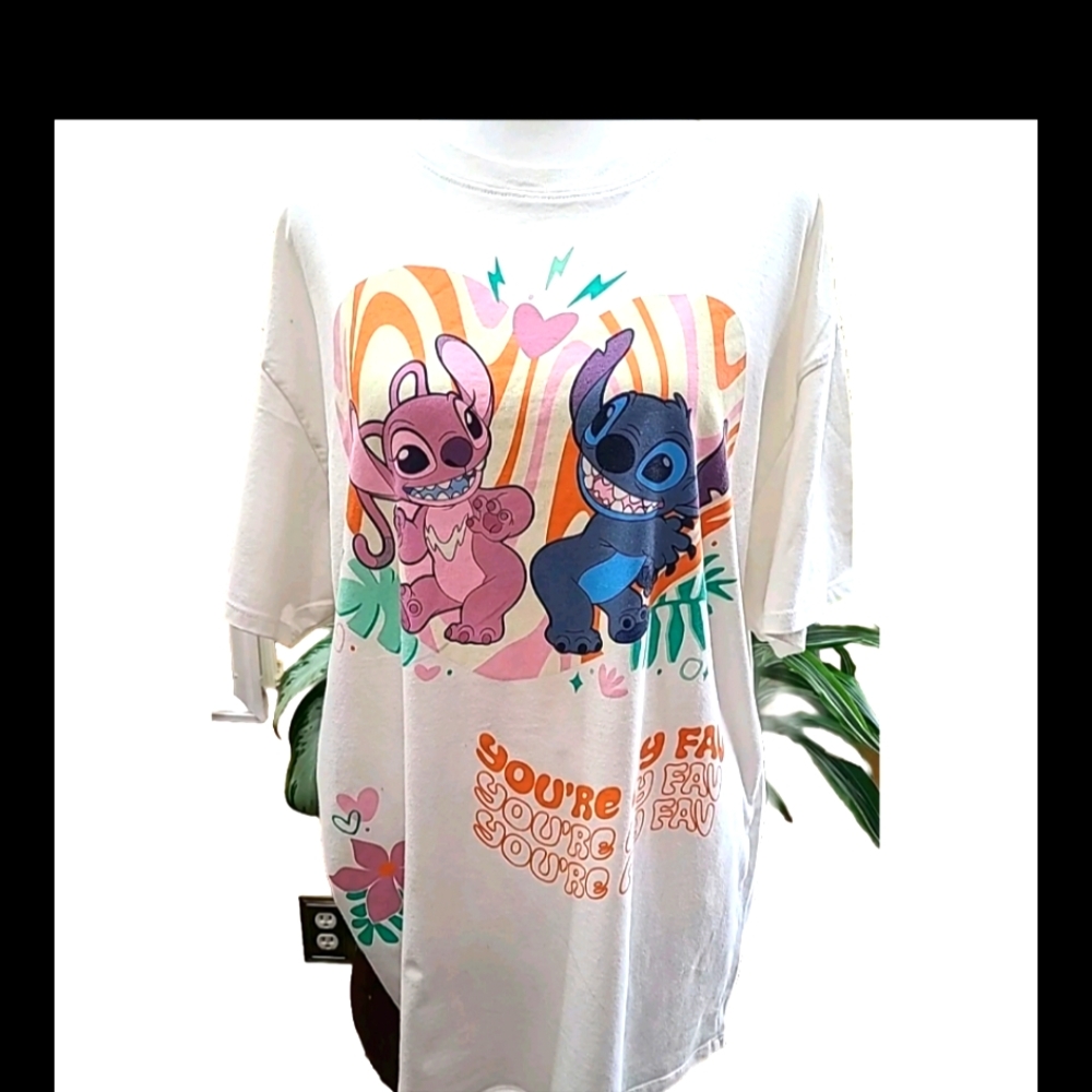 Disney Lili & Stitch Junior's You're My Fav Oversized Graphic Tee Size Xl